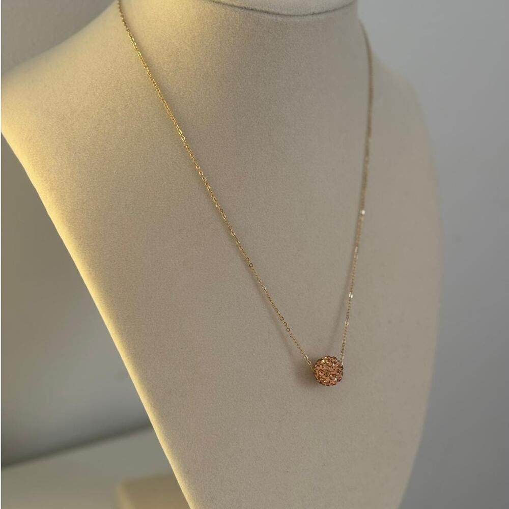 Rose Gold Crystal Ball Necklace Dainty Minimalist Pendant Gift Women